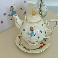 愛麗絲兔兔法式陶瓷茶壺咖啡杯碟套裝可愛高級感下午茶餐具禮盒裝 全館免運