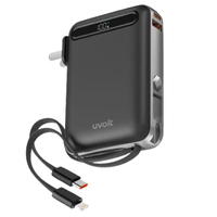 แบตสำรอง 10000mAh UVOLT Power Bank (CCC) แบบ 3-in-1 ชาร์จเร็ว 22.5W มีสายในตัว - UVP10AC-01 (สีดำ)