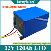 Waterproof 12V 120Ah LTO battery pack Lithium titanate battery BMS for power supply Solar system inverter UPS + 10A Charger