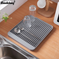 廚房洗完碗筷杯子吸水瀝水托盤 簡約防滑硅藻泥濾水盤墊瀝水架子
