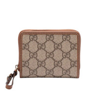 【GUCCI 古馳】GG Emblem Zip Mini 迷你 拉鍊 皮夾 卡夾 零錢包 短夾 米色 棕色 819131