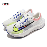 Nike 慢跑鞋 Zoom Fly 5 PRM 白 藍 螢光黃 男鞋 回彈 輕量 氣墊 路跑 馬拉松 運動鞋 DX1599-100