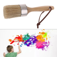 Round Chalk Paint Wax Brush with Ergonomic Wooden Handle Natural Bristle Brushes Drop Ship
