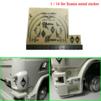 Metal Sticker Wheel Eyebrow Air Intake Mirror Sticker for 1/14 Tamiya RC Truck Car SCANIA R730 R470 R620 56323 Diy Parts