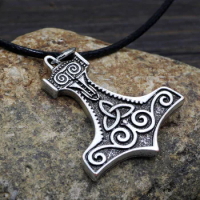 youe shone Thor'S Hammer Knot Mjolnir Pewter Pendant Viking Jewelry