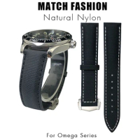 19mm 20mm 21mm 22mm Nylon Leather Watchband Fit for Omega x watch Seamaster Speedmaster AT150 De Ville Seiko Fabric Watch Strap