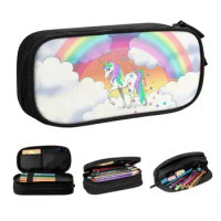 Customized Pretty Rainbow Unicorn Falling Stars Kawaii Pencil Case Boy Girl Large Capacity Pencil Bag Students Stationery