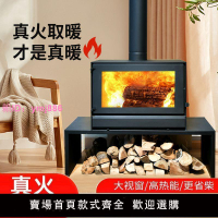 真火燃木壁爐歐式獨立式壁爐農村民宿室內取暖爐裝飾