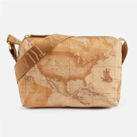【Alviero Martini】義大利地圖包 PU尼龍郵差斜側背包25cm(地圖黃)