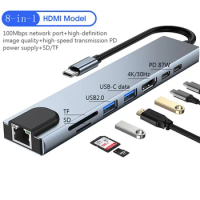 USB C HUB Type C Splitter Thunderbolt 3 Docking Station Laptop Adapter With For Macbook Air M1 iPad Pro RJ45 HDMI Computer