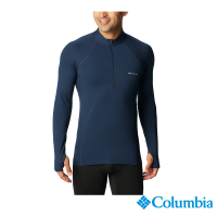 【Columbia 哥倫比亞 官方旗艦】男款-Omni-Heat鋁點保暖快排半開襟內著上衣-深藍(UAM63300NY/HF)