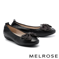 低跟鞋 MELROSE 美樂斯 氣質鑽條蝴蝶結低跟娃娃鞋－黑