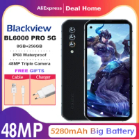 Blackview BL6000 Pro 5G Smartphone IP68 Waterproof 48MP Triple Camera 8GB RAM 256GB ROM 6.36 Inch Global Version Mobile Phones