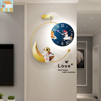 太空人創意簡約鐘錶 家用客廳掛鐘餐廳時尚裝飾靜音時鐘掛牆 卡通時鐘 靜音時鐘 大時鐘