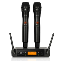 UHF Wireless Microphone 2 Channels Karaoke System Phantom Power Professional Handheld Condenser Microphone for Home Gathering