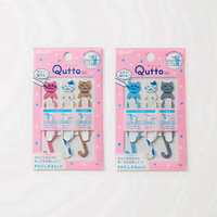 日製 天然橡膠束繩系列  多功能捲線圈  動物造型-貓咪(3入/包 ) 逗扣Q  Qutto