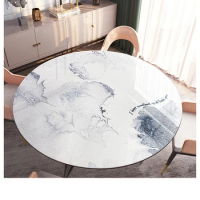 New Arrive 1.0mm Round Large Size Marble PVC Tablecloth Customizable Home Table Mat Dining Table Desktop Protection Table Cover