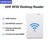 Yanpodo USB Integrated Desktop UHF RFID 860-960MHz Reader Writer Read Range 0-20cm with free java C++ C# SDK for tag EPC Cloner