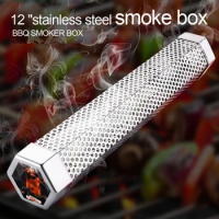 BBQ Stainless Steel Perforated Mesh Smoker Tube Filter Gadget Hot Cold Smoking Hexagon BBQ Smoked Spice Tube
