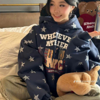 TRENDYBOUTIQUE- Aó Hoodie Họa Tiết SAO FORM BOXY