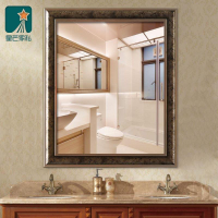 開發票 浴室鏡 壁掛鏡子 歐式浴室鏡子 貼墻酒店賓館帶框美式衛生間復古廁所壁掛自粘免打孔