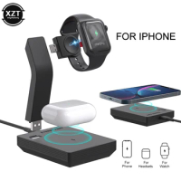 10W 3 in 1 Wireless Charger for iPhone 12 11 Pro XS XR X 8 Apple Watch 6 5 4 3 2 AirPods Pro QI Fast Charging Data Dock Station