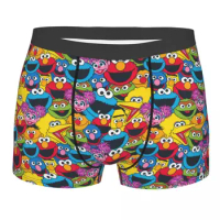Novelty Cartoon Sesame Streets Boxers Shorts Panties Male Underpants Stretch Cookie Monster Briefs Underwear
