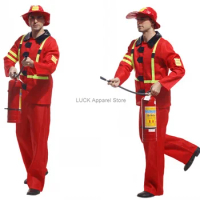 Halloween Cosplay Costume Firefighter Costume Male Adult Stage Fireman Costume Performance Costume Fire Suit