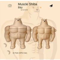 for Apple Airpods 2 1 3 Wireless Earphone Case Cute Shiba Inu Funny Muscular Dog Cover for Apple Air Pods Pro Protective Shell