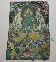 宗教佛像 刺繡版畫宣傳畫西藏唐卡刺繡畫 織錦布畫絲織畫 綠度母