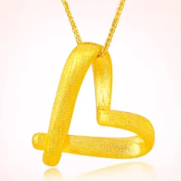 999 real gold pendant 24k pure gold heart shape pendants for women