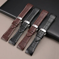 For Versace Watch Strap Men's V-sportll Series VE130015 160017 Genuine Leather Black Brown Watch Band 24mm