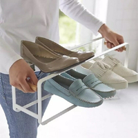 日式簡易鐵藝可疊加拖鞋架浴室衛生間客廳省空間立體收納鞋架子
