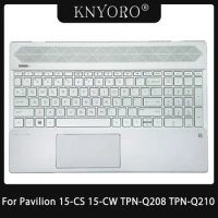 New Laptop US Spain Latin Russian Keyboard For HP Pavilion 15-CS 15-CW TPN-Q208 TPN-Q210 Palmrest Cover Case Backlight Silver