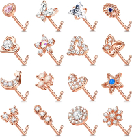 YADOCA Gold Nose Rings Studs for Women - 20G Surgical Steel Nose Ring L Shaped Nose Piercing Jewelry