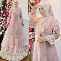 ADRIANA BY HUMAIRA SYARI GAMIS CERUTY PREMIUM OUTER CARDI ORGANZA SET HIJAB JILBAB SCARF BAJU PESTA 