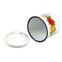 Mug Enamel Jadul Motif Cangkir Tutup Seng Gelas Enamel Polos Jago Bunga Blirik Gelas Souvenir Kaleng