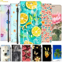Leather Cases For Huawei Y9A Y9S Luxury Book Flip Cover Wallet Phone Bags For Huawei Y9 2019 Nova 9 Case Cute Print Cats Wolf