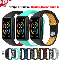 Silicone Strap For Huawei Band 6 /Honor Band 6 Smart Watch Accessories Replacement Breathable Sport Bracelet Honor Band 7 Strap