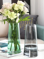 北歐簡約玻璃花瓶透明水養富貴竹百合花玫瑰鮮花插花花瓶客廳擺件