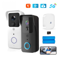 5G 2.4G WiFi Video Doorbell 1080P Tuya Smart Outdoor Wireless Intercom Waterproof Wireless Camera with AC/DC Power Supply