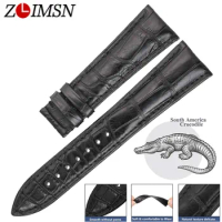 ZLIMSN brand new Genuine Crocodile Leather Watch Black Band Belt 14mm - 24mm Alligator Watchbands Suitable For OMEGA Longines