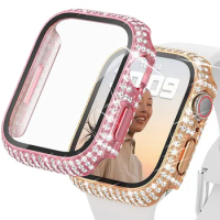 Cover For Apple Watch Case 45mm 41mm 40mm 44mm Accessories Diamond Screen Protector tempered glass iwatch series 9 7 4 8 5 6 SE