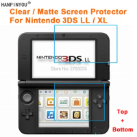 For Nintendo 3DS LL / XL (Top + Bottom) Clear Glossy / Anti-Glare Matte LCD Screen Protector Protective Film Guard (Not Glass)