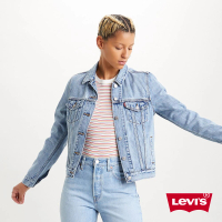 LEVIS 官方旗艦 Levis 女款 經典修身版牛仔外套/精工輕藍染水洗/天絲棉 人氣新品 29945-0100