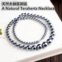 Authentic Natural Terahertz Graduated Strand Necklace round Beads Ore Gift