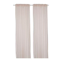 BYMOTT 窗簾 2件裝, 白色/米色 條紋, 120x250 公分