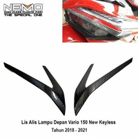 COVER TUTUP GARNIS LIS ALIS LAMPU DEPAN CARBON VARIO 150 125 NEW 2018