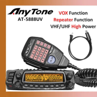 AnyTone AT-5888UV 50W 10KM Analog Dual Band Mobile Transceiver Truck Amateur Radio Repeater Compander Scramble Mobile Radio