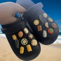 2024 New Shoes Charms Sandals Decoration Pistachio Corn Food Pattern Men's and Women's Shoe Buckles Creative DIY Gift